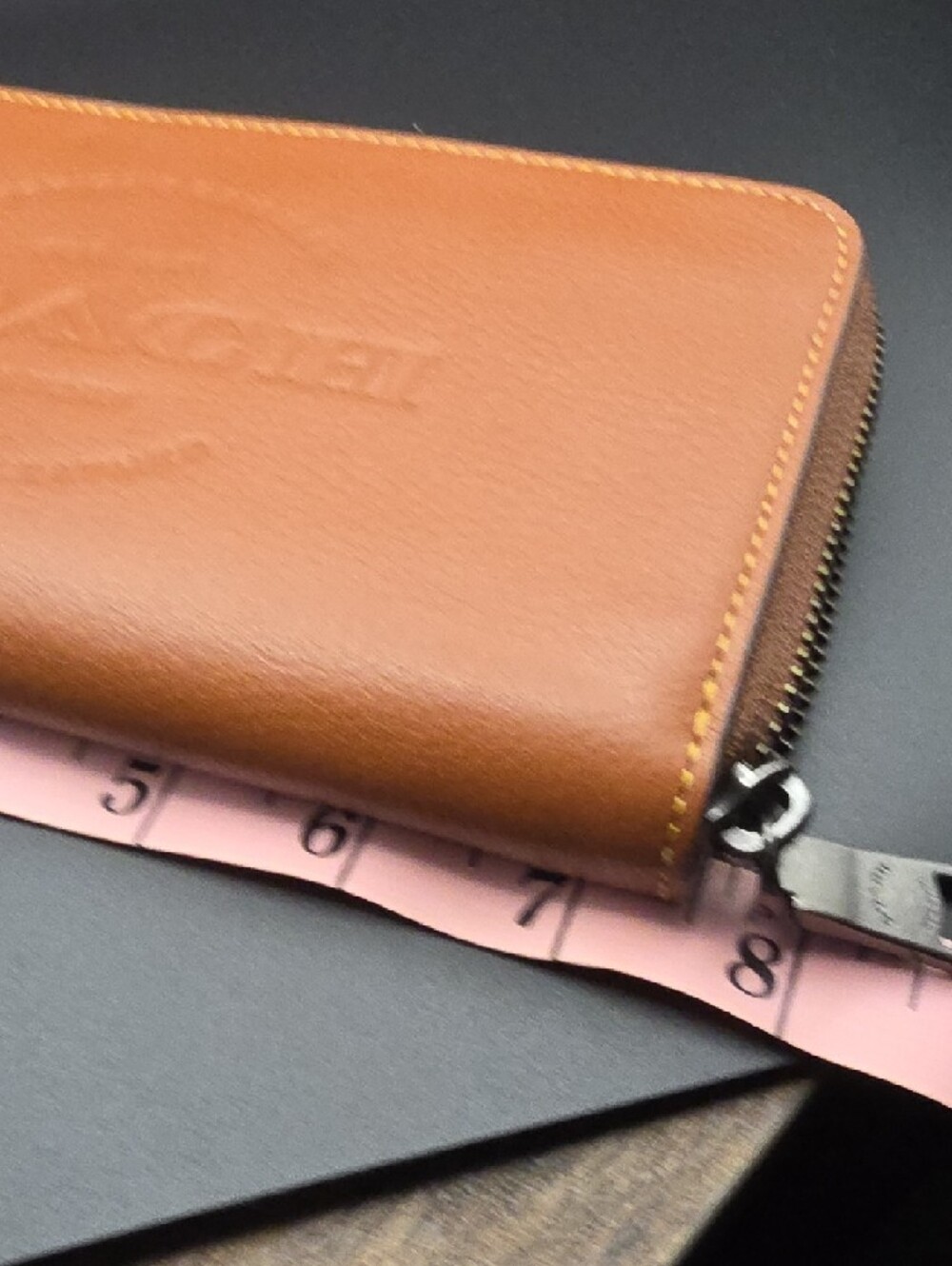 Coach Embossed Leather Zip Wallet in Tan Brown - Picture 10 of 11